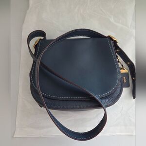 Coach Saddle With Colorblock Python Detail Crossbody Shoulder Bag In Denim Blue